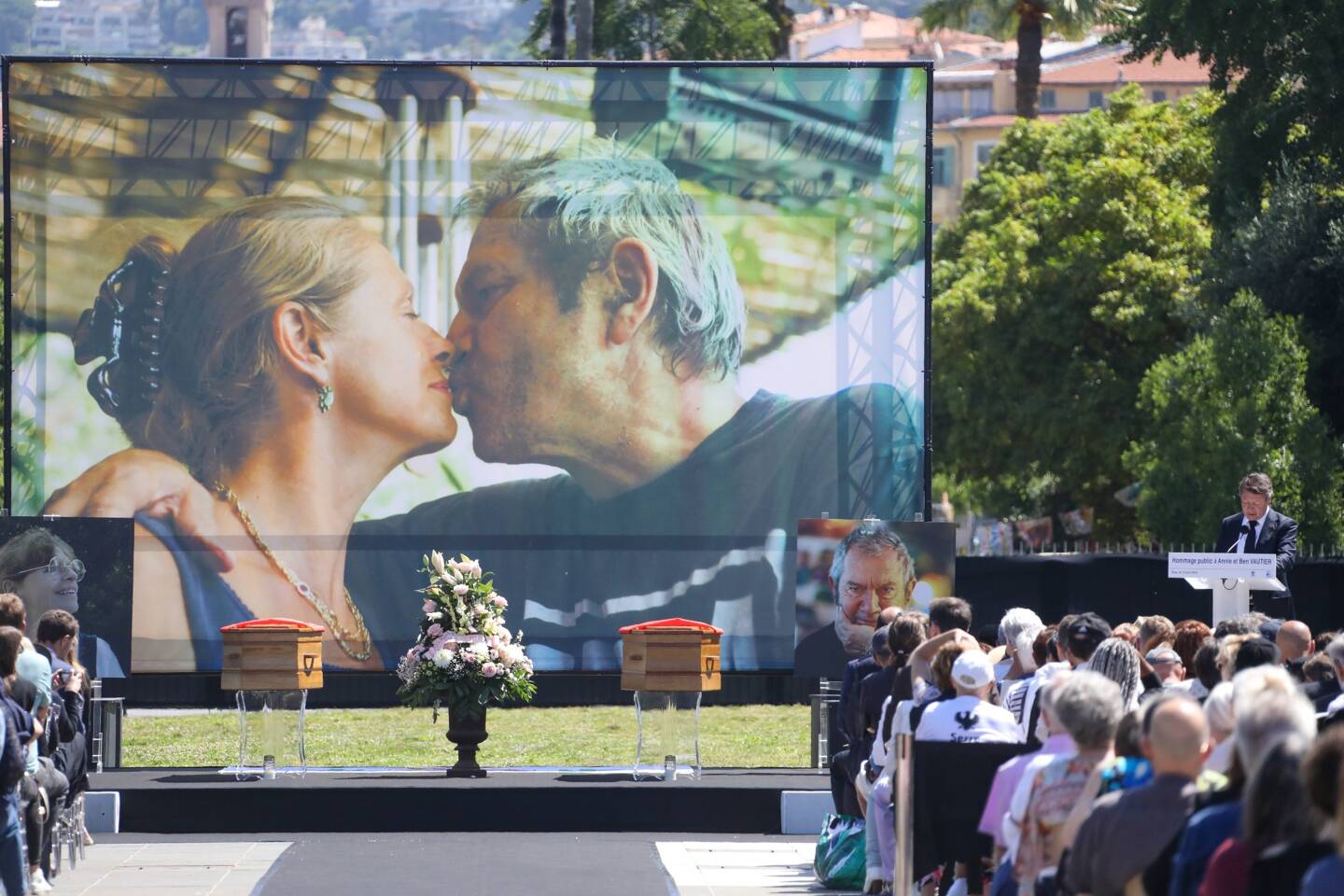 L'hommage durant les obsèques de Ben et Annie, ce jeudi à Nice.