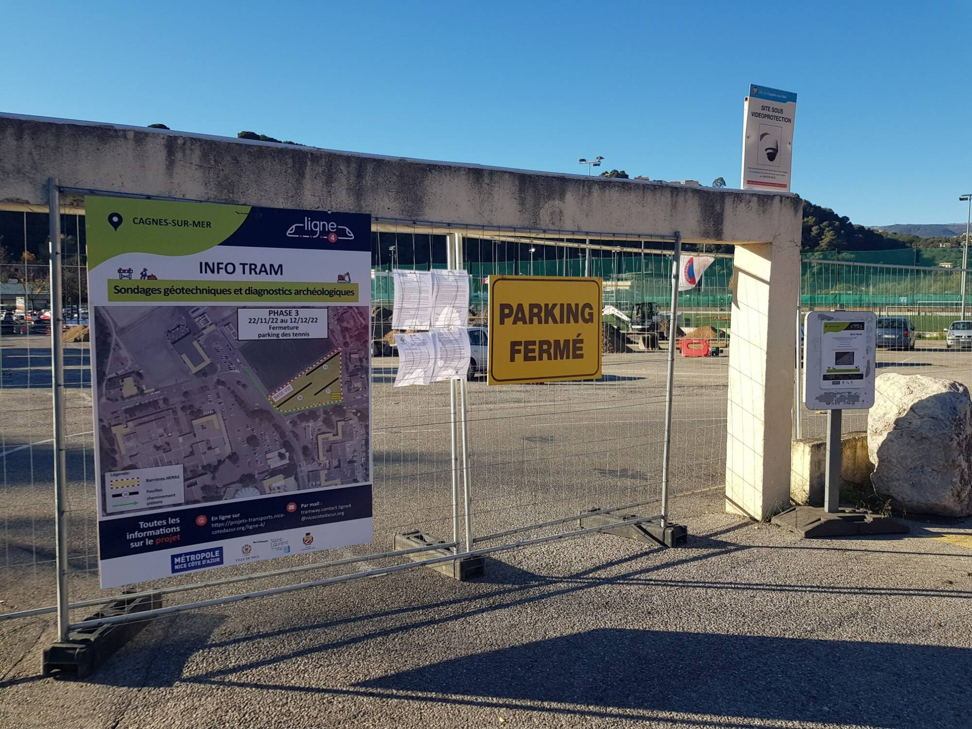 Travaux de la ligne 4 du tramway: un parking de Cagnes-sur-Mer fermé pour des fouilles archéologiques