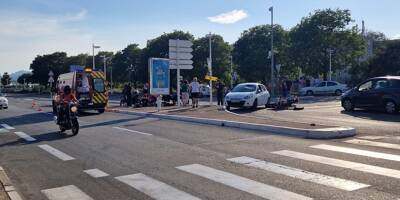 Collision entre un motard et une voiture ce mercredi à Cannes, les secours sont sur place